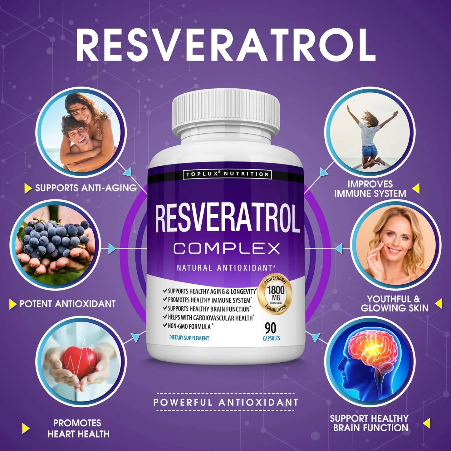 Resveratrol Supplement 1800mg - Natural Antioxidant