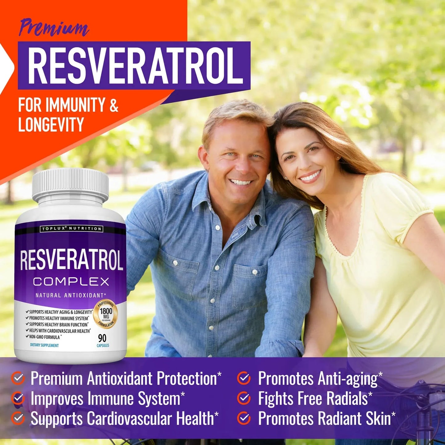 Resveratrol Supplement 1800mg - Natural Antioxidant