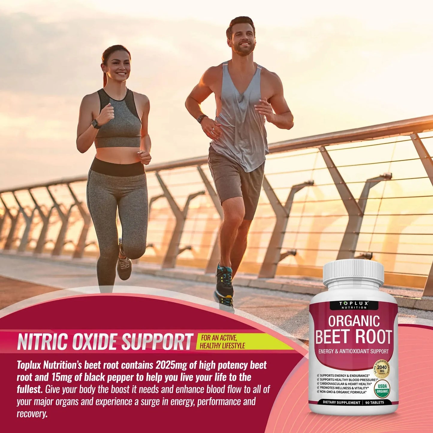 Organic Beet Root Tablets - Nitric Oxide Booster Beetroot Supplement 2040mg