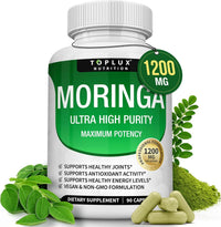 Moringa Capsules 1200mg - Pure Moringa Powder for Immune Gut health