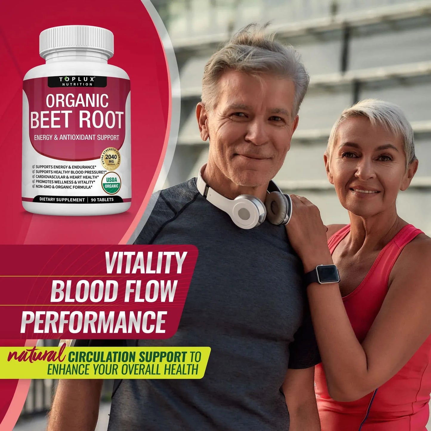 Organic Beet Root Tablets - Nitric Oxide Booster Beetroot Supplement 2040mg