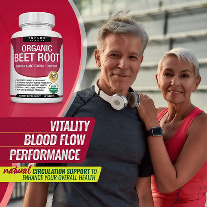 Organic Beet Root Tablets - Nitric Oxide Booster Beetroot Supplement 2040mg